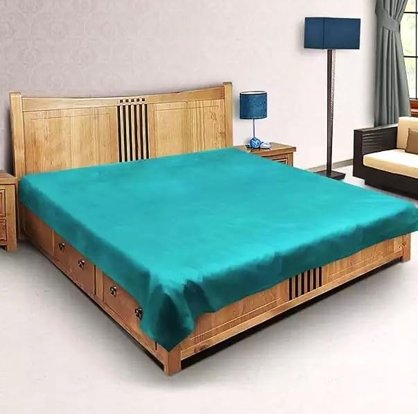 Image of Waterproof PVC Plastic Mattress Protector Double Bed Flat Bedsheet with Elastic for Babies Girls & Boys (Green, Size 72x78)