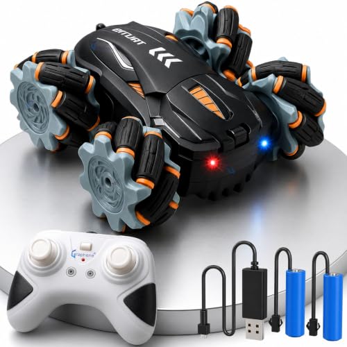Image of GRAPHENE 4X4 Remote Control Drift Stunt Car 4WD Racing Fall Resistant RC Car 360 Rotating Dual Sided Climbing High-Speed Tumbling Battle Off Road Rechargeable with 2 Extra Batteries Adults Boy Girl