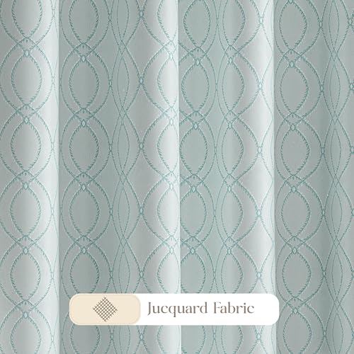 Image of Yellow Weaves 1 Pc Jacquard Oval Eyelet Window Curtain - Perfect for Home, Office, Bedroom, Living Room & Balcony - 5 Feet (Sky Blue)