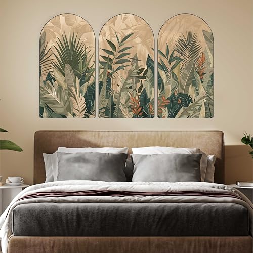 Image of Livin'luxe Set of 3 Tropical Palm Leaves Wall Painting for Living Room, Bedroom, Hotels - Big Size Stylish Frame 50 inch x 30 inch Wall Art for Home Decoration RPNL-36