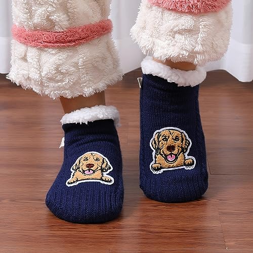 Image of ZYZX Cute Dog Slipper Socks for Women with Grips,Fuzzy Socks Indoor