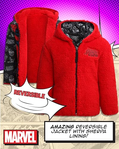 Marvel Spider-Man Boys Puffer Jacket - Reversible Quilted Puffer Coat with Sherpa Fleece Lining Jacket for Boys (Size: 2T-20)4