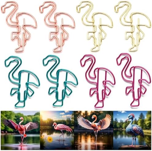 60 Pcs Cute Flamingo-Shaped Paper Clips Set-Colored Metal Paperclips-Fun Office Supplies for File Organizer, Party & Wedding Decor (4 Colors) image 5
