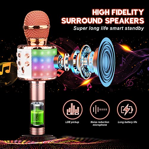 Image of ShinePick Wireless Karaoke Microphone, Portable Bluetooth Karaoke Microphone with LED Light for Kids /Adults Singing (Q78)