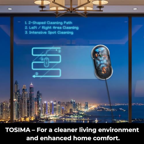 Image of Tosima X1 Window Cleaning Robot - Dual-Nozzle Ultrasonic Water Atomization, 85 ml Visible Water Tank, Automatic Window Cleaner for Large & Small Windows