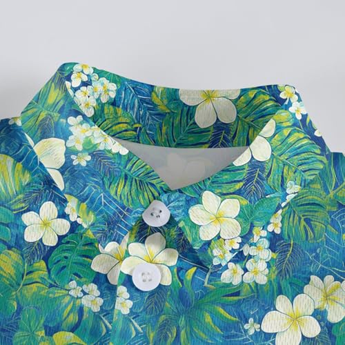 Family Matching Hawaiian Outfits, Dad and Son Beach Vacation Polo Button Down Shirts Mommy Daughter Dress4