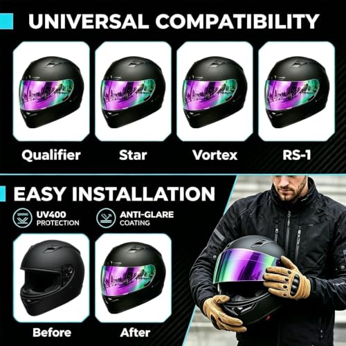 Image of PSLER Shatterproof Helmet Visor for Bell Qualifier,Deep Purple