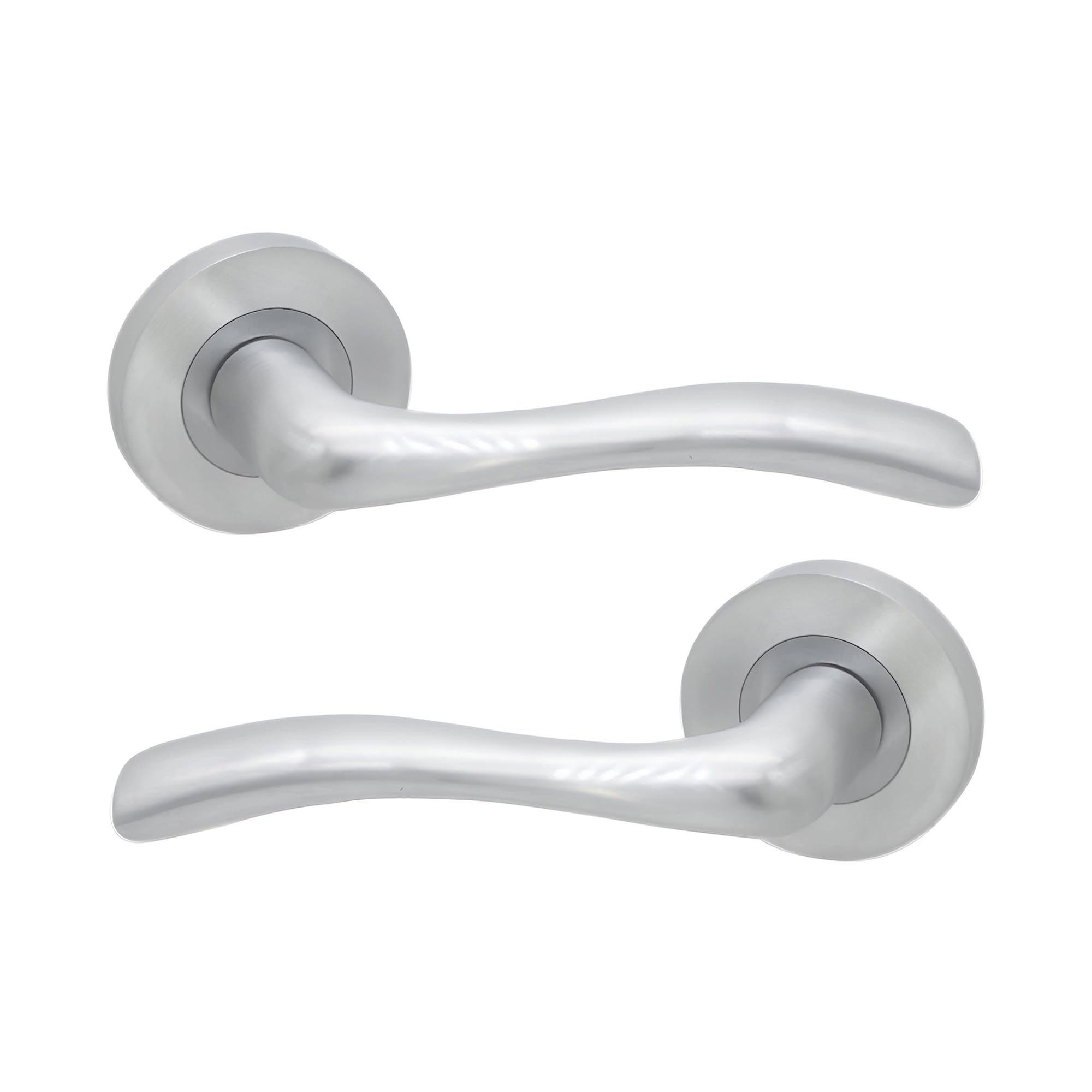 Poignées de porte en laiton massif LYRA Zune chrome satiné haut de gamme pour intérieur moderne