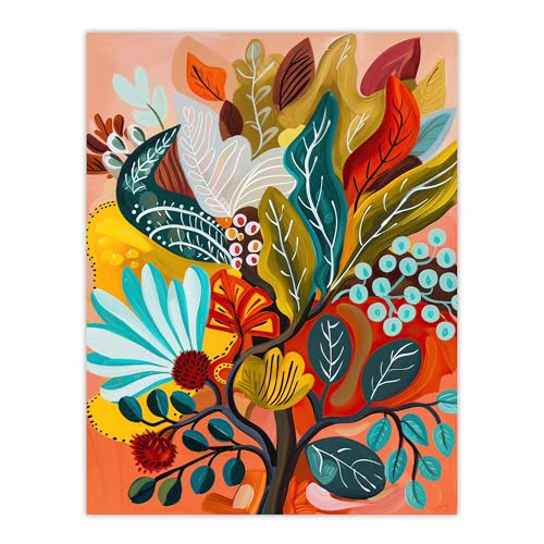 Image of Artery8 Colourful Floral Botanical Bouquet Painting Living Room Extra Large XL Wall Art Poster Print