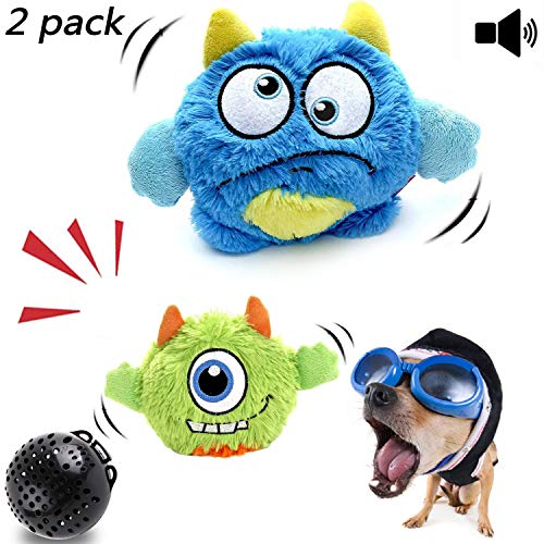 NEILDEN Interactive Dog Toys,Plush Squeaky Giggle Ball,Automatic Electronic Shake Dog Toy,Entertainment Suitable for Small to Medium Dogs Best Gift for Puppy(Two Plush Toys+One Squeaker Ball)
