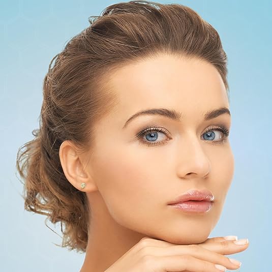 14K Real Yellow Gold Diamond Cut Stud Earrings for Women & Mom - Hypoallergenic for Sensitive Ears for Christmas Gifts - Image 2