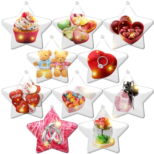 ShellKingdom Fillable Ornament Ball for Christmas, 10PCS Clear Transparent DIY Bauble Ball for Christmas Decor Easter Valentines Mother's Days Home Wedding Party (Star)