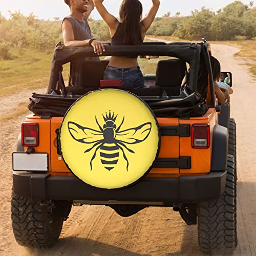 Image of Delerain Honey Bee Spare Tire Cover Wheel Protectors Sun Protector Waterproof for Jeep Trailer RV SUV Truck and Many Vehicle(16 Inch for Diameter 29 inch-31 inch)