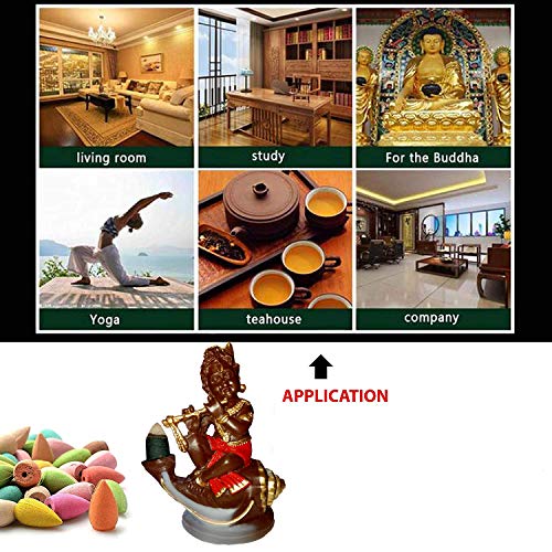 Image of Cute Gadda Laddu Gopal Smoke Fountain Backflow Cone Decorative Incense Holder (Multicolour) with 20 Back Flow Cones