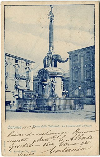1901 Catania Piazza Cattedrale Fontana Elefante Monumento Piazza FP B/N VG Cartolina Postale