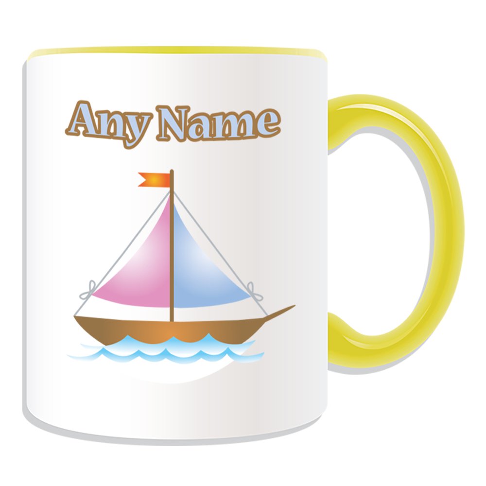 Tazza Grande Personalizzata Con Barca A Vela – Unigift – Testo E Nome A Scelta – Ceramica Lucida 11 Oz – Regalo Per Appassionati Di Nautica