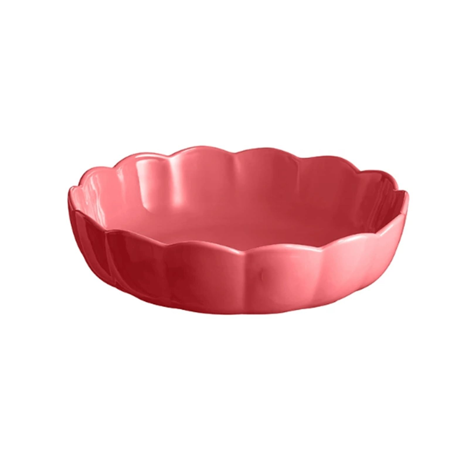Plat Au Four Plat de cuisson rond en céramique avec pétales ondulés(Pink)