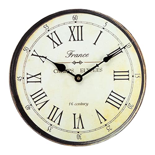 INOOMP Retro Wanduhr Vintage - Leise Quarzuhr 30,5cm Beige Wohnzimmer