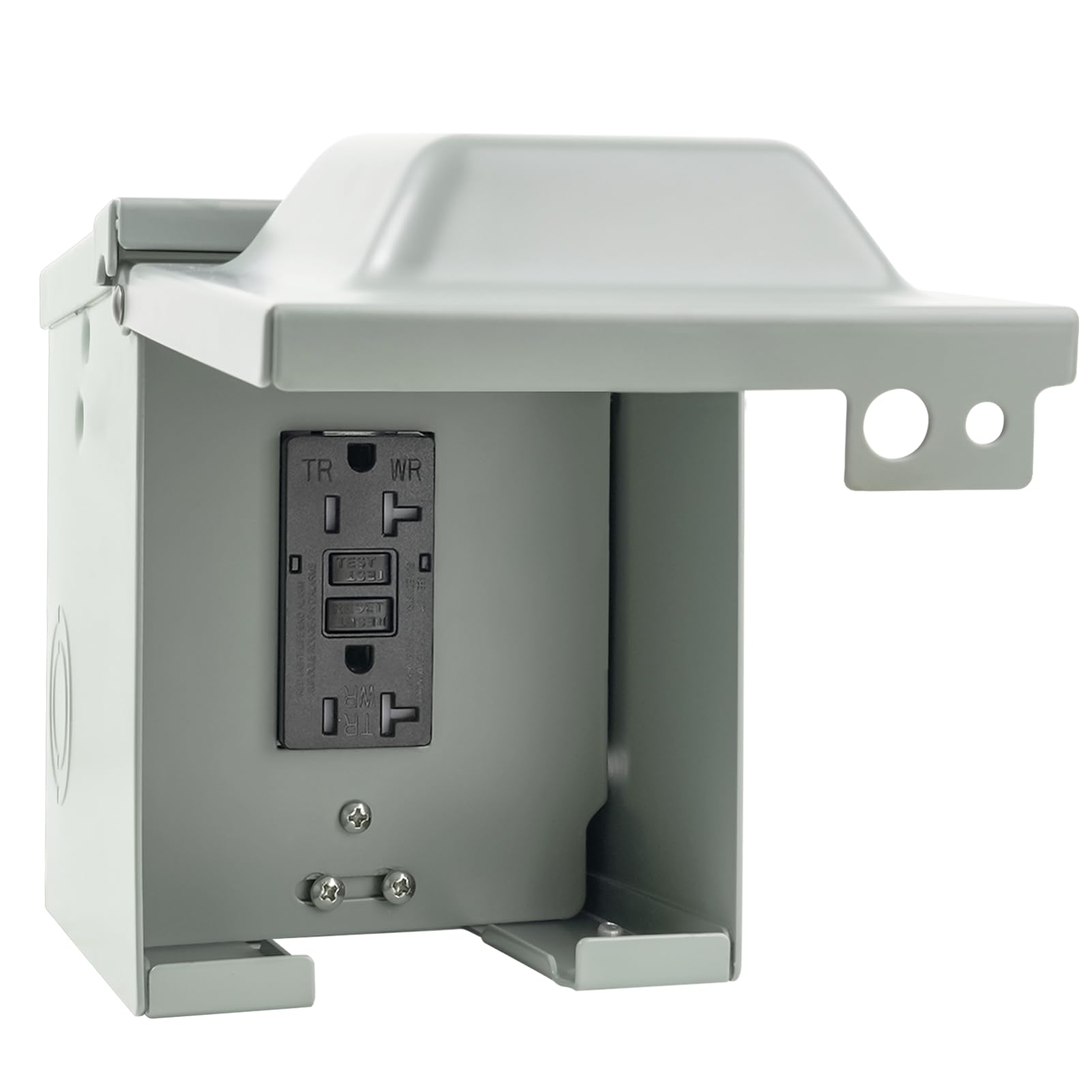 Wokyy Outdoor Outlet Box with 20 Amp WRTR GFCI Receptacle, Electrical Outlet Box with Cover, ETL Listed, Weatherproof 3R Enclosure, Anti-Rust Steel