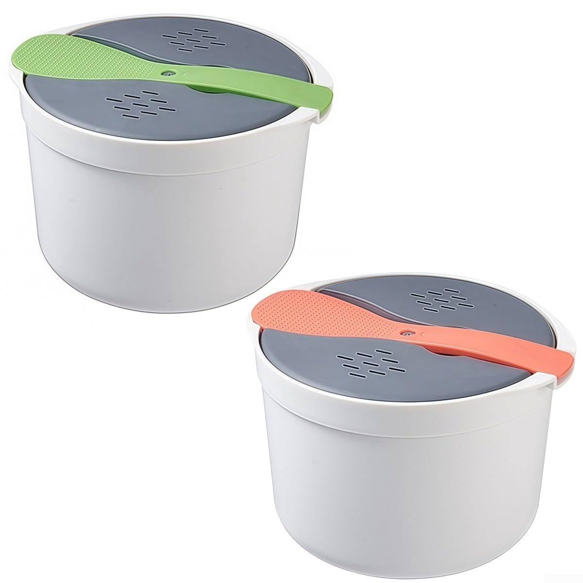 Cuiseur à riz pour micro-ondes, cuiseur à riz multifonction pour légumes, pâtes et soupe avec passoire (vert)