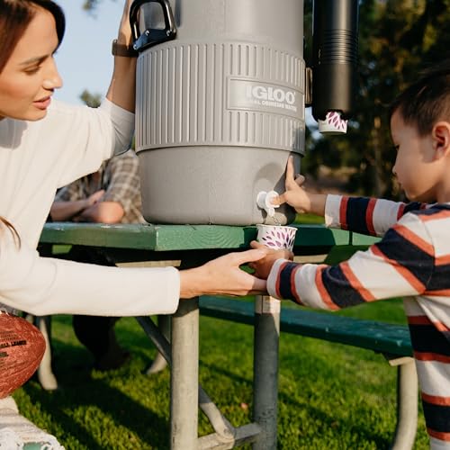 Igloo 5 Gallon Portable Sports Cooler Water Beverage Dispenser with Flat Seat Lid, Insulated Beverage Dispenser, Grey/Black - image 7