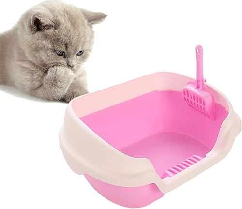 Miniatura 2 de Pet Cat Hut- Caja de arena para gatos semicerrada práctica limpieza de gatos lavabo de plástico para gatos rosa talla M