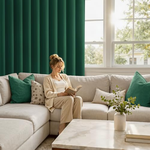 Image of MIULEE Hunter Green Blackout Curtains 72 Inch Length for Bedroom 4 Panels