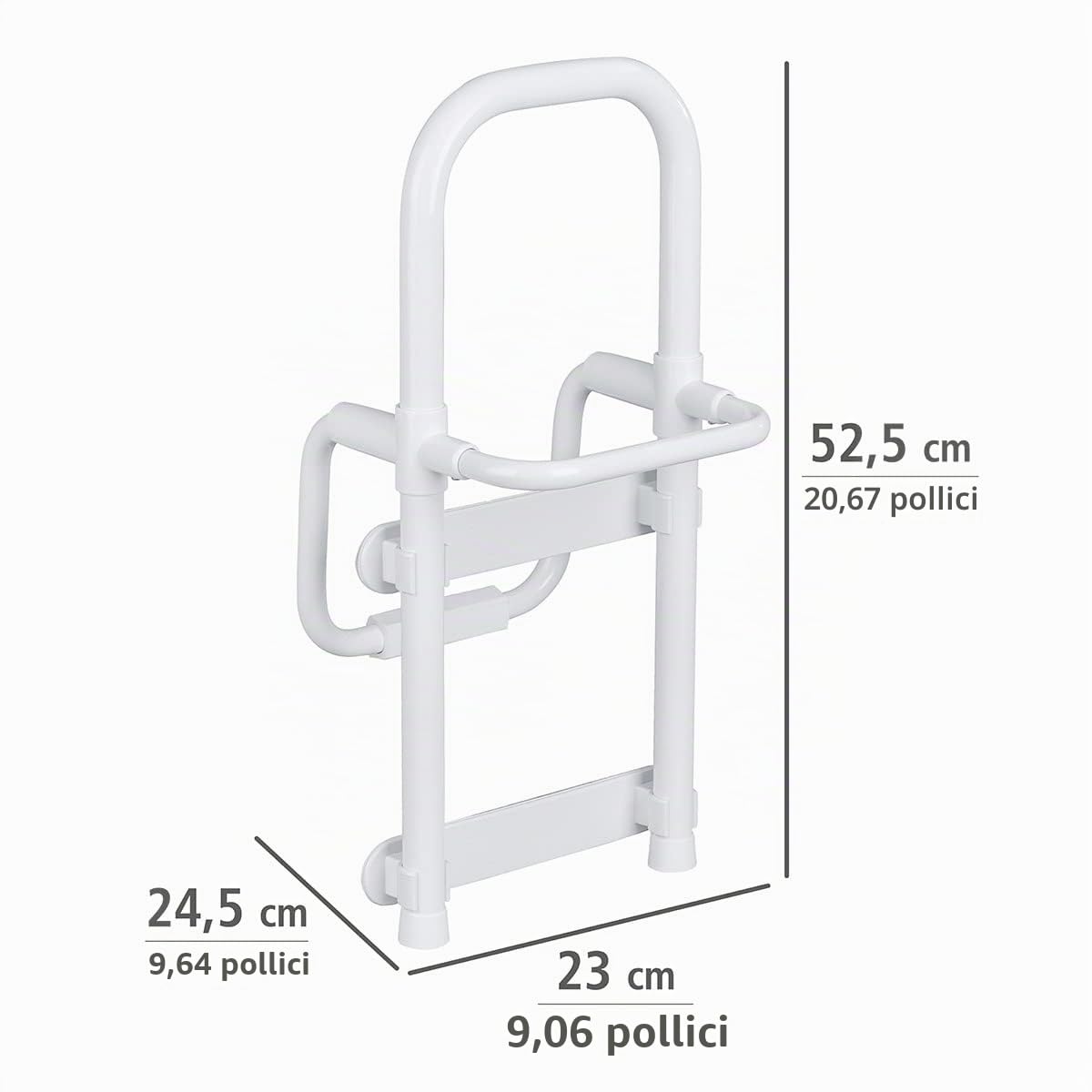 WENKO 8110100 Maniglia per vasca da bagno Secura - regolabile, portata 120 kg, Alluminio, 23 x 52.5 x 24.5 cm, Bianco