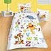 CTI 039698 Housse de Couette 140 x 200 cm + Taie 63 x 63 cm Winnie Alphabet Fond Blanc/Multicolore