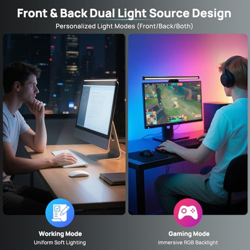 Image of Hive Vibes 17 inch Smart Monitor Light Bar with RGB Backlight, App & Wireless Remote Control, Stepless Dimming, Adjustable Color Temperature, Eye-Caring Anti-Glare Screen Light for Home Office & Gaming