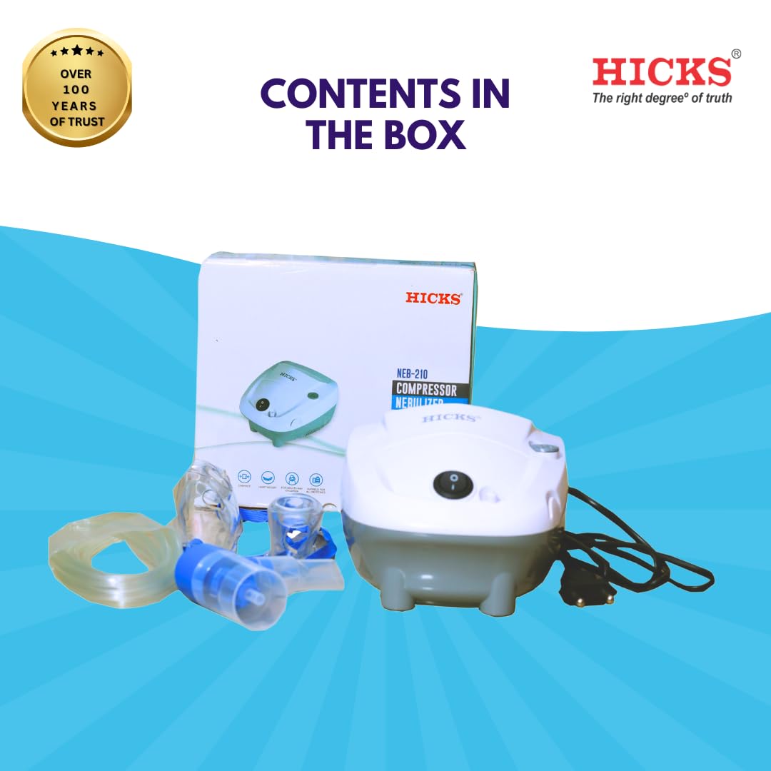 Hicks NEB-210 Compressor Nebulizer-Oscases and Effective Respiratory Appliances for children and children, calm operations, compact and portable design, ideal for home and clinical use, easy to operate, easy to operate Hicks NEB-210 Compressor Nebulizer-Oscases and Effective Respiratory Appliances for children and children, calm operations, compact and portable design, ideal for home and clinical use, easy to operate, easy to operate