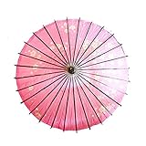 ILuvic 和傘 紙傘 踊り傘 日傘 舞踊 桜吹雪 和風 伝統工芸品 桜の花 梅の花 大きい藤渦 飾り用 防水性 長さ80cm 直径84cm 28本骨 和服 古典傘 長傘 コスチューム小物 伝統工芸 撮影道具 ダンス 結婚式 コスプレ 室内飾り インテリア 花火 演劇（10種選べる） (ピンクの梅)