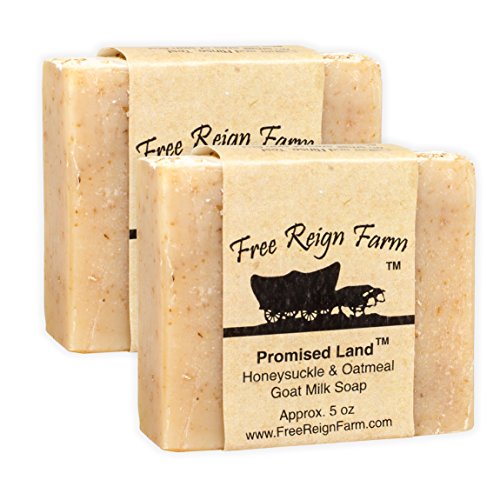 Free Reign Farm"Promised Land" Honeysuckle & Oatmeal 5 Ounce Natural Goat's Milk Soap, 2 Pack