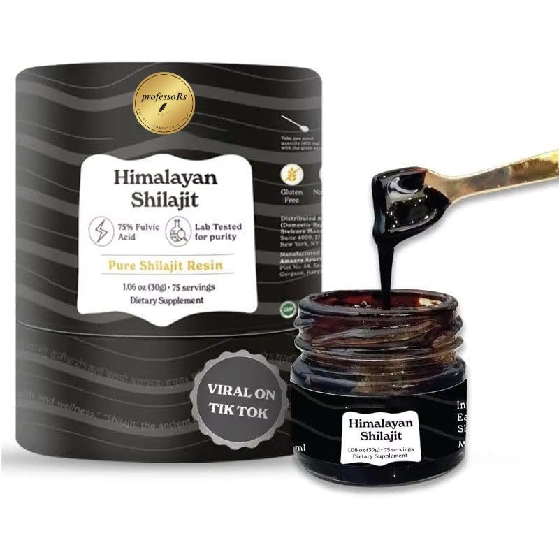Himalayan Shilajit Resin (High Altitude 5300 Meters), Natural Rich fulvic Acid, Organic shilajit Resin, ISO Certified, 1.06 OZ Servings 75, 85+ Trace Minerals, Sports