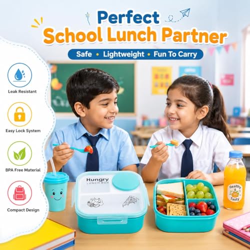 Image of Premium Insulated Lunch Box for Office & School | Leakproof Tiffin Box with Airtight Lid | Food Grade BPA Free Container | Keeps Food Fresh Hot & Cold | Portable Lunch Box for Men Women (Blue)