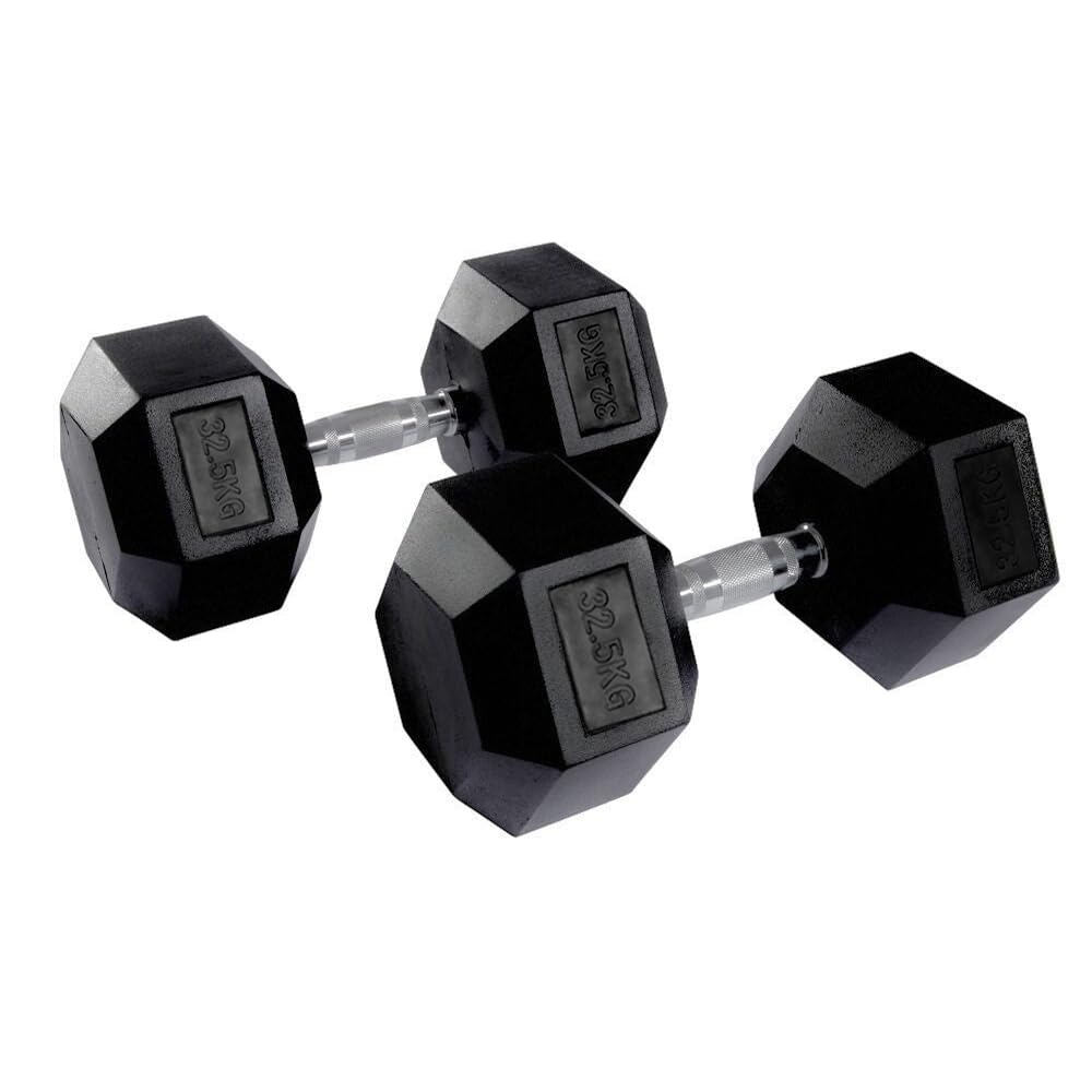 Equipped Gym - Weights Hex Dummbells Pairs. 32.5kg Cast Iron Gym Weights. Gym Equipment For Home And Commercial Use For Both Men And Women.Anti-Rolling Dumbbells for Weight Training