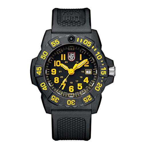 Luminox new NavySEAL carbon compound 3500 series Watch with carbon compound Case Black|Yellow Dial and PU Black Strap XS.3505