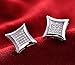 Men Earrings Solid Diamond Shaped Screw Back Stud Earrings Iced Out Hip Hop Jewelry with Sparkling Zircon (Silver)