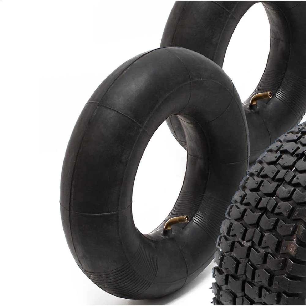 Wiltec 2x Reifenmantel 2x Schlauch für Aufsitzmäher/Rasentraktor 18x8.50-8 4PR Winkelventil
