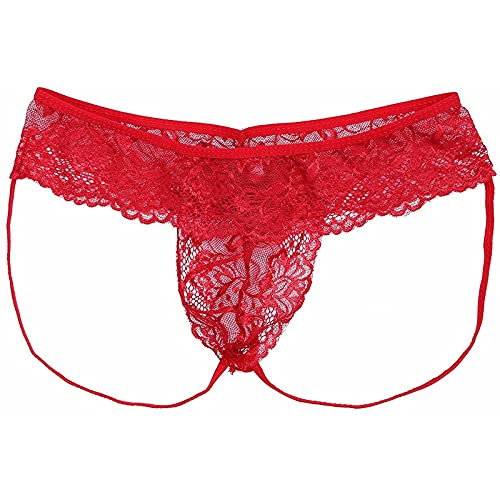 Men's Sissy Panties Lace Floral G String Thong T-Back Garter Pants Underwear3