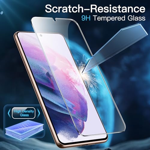 Image of JETech Tempered Glass Screen Protector Guard for Samsung Galaxy S21 5G with Easy Installation Tool, Fingerprint ID Compatible, HD Clear, 3-Pack