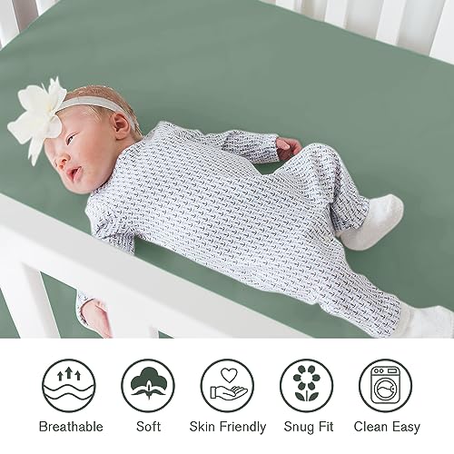 Image of Little Grape Land Crib Sheets 4 Pack, Baby Crib Sheet Set for Standard Crib & Toddler Mattress, Super Soft Breathable Crib Mattress Sheets Fitted Girl & Boy, Cactus & Leaves