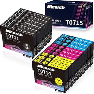 Hicorch T0715 Ink Cartridges Replacement for Epson T0711 T0712 T0713 T0714 Multipack Compatible with Epson Stylus SX200 SX210 SX215 SX218 SX400 SX415 SX515W DX4000 DX4400 D92 DX8400 DX8450 (15 Pack)