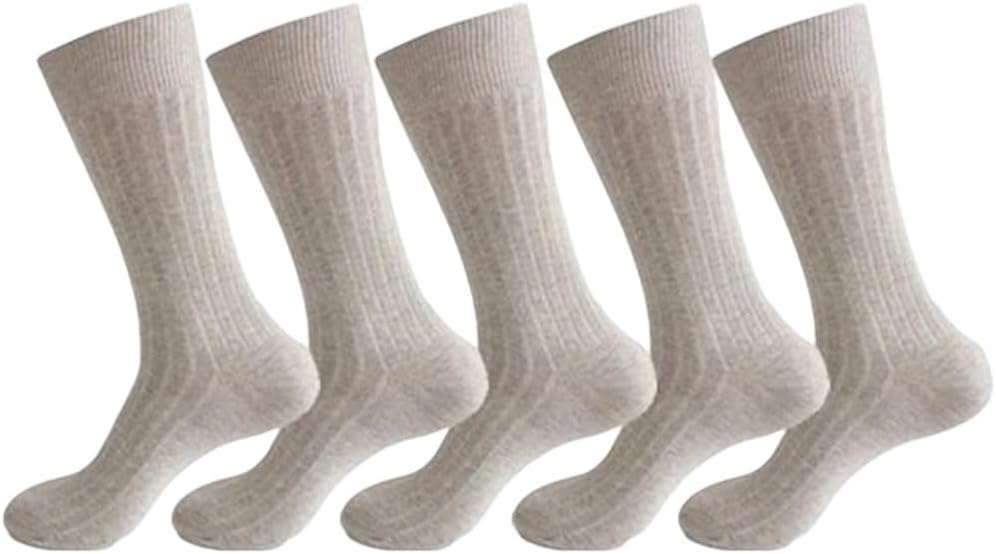 Dninmim Men's Ribbed Crew Socks Multipack Comfortable Soft Casual Ankle Socks 4 Pairs