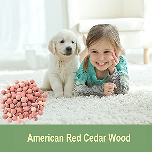 Image of 60 Red Cedar Balls for Clothes, Cedarwood Freshener with 2 Satin Bags