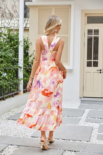 Image of GRACE KARIN Womens Summer Floral Dresses 2026 Boho Maxi Dress Flowy Halter Sundress Casual Vacation Beach Clothes with Pocket