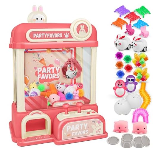 OWNONE 1 Claw Machine Toy for Kids, Candy Grabber Rabbit Claw Machine with Toys Inside, Pink Bunny Vending Machine for Girls, Birthday Gifts for Girls Age 4 5 6 7 8 Years Old