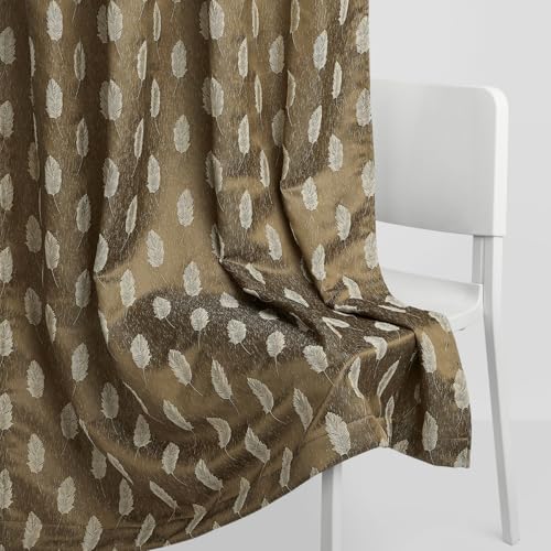 Image of haus & kinder Jacquard Window Curtains 5 Feet Long Pack of 2 Window Curtains, 5 Feet Curtains for Window (Feather Fern, Moss 130x152 CM)