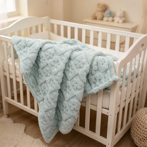 Image of 5 Pcs Baby Blanket Flower Checkerboard Ultra Soft Gift-Ready Plush for Newborns, Nursery & Stroller 30 inchx40 inch Pink Blue Gray Light Brown Purple