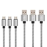Galaxy S7 Edge Charger,Pack-3 6ft 2m Long Braided Fiber Universal Micro USB Charger Cord Android Phone & Tablet Charging Cable